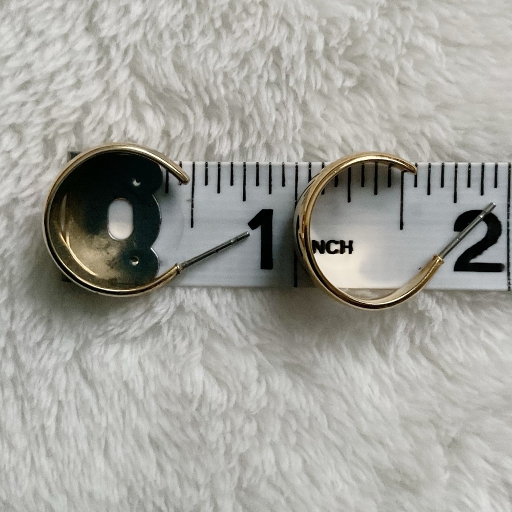 Vintage Gold-Tone Huggie Hoop Earrings – 2 Pair Set – Mini & Small - Picture 10 of 11